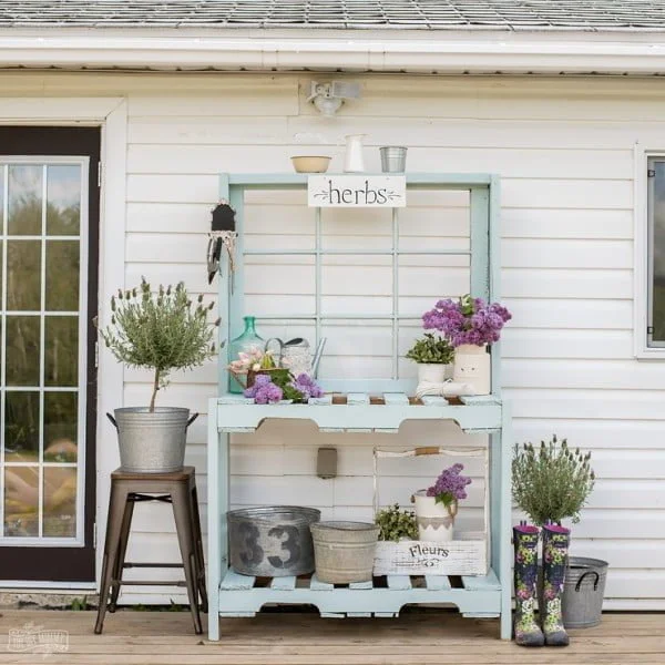 Make a Potting Bench from Pallets & an Antique Window       