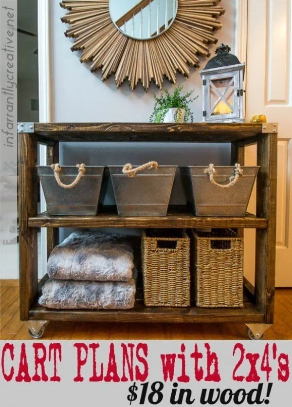 Farmhouse Industrial End Table Cart