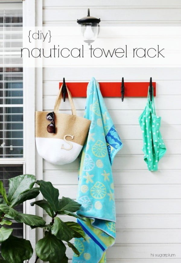 {Backyard DIY} Nautical Towel Rack
