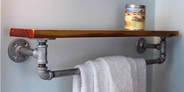 Fabulously Unique DIY Rustic Iron Towel Rack and Shelf!