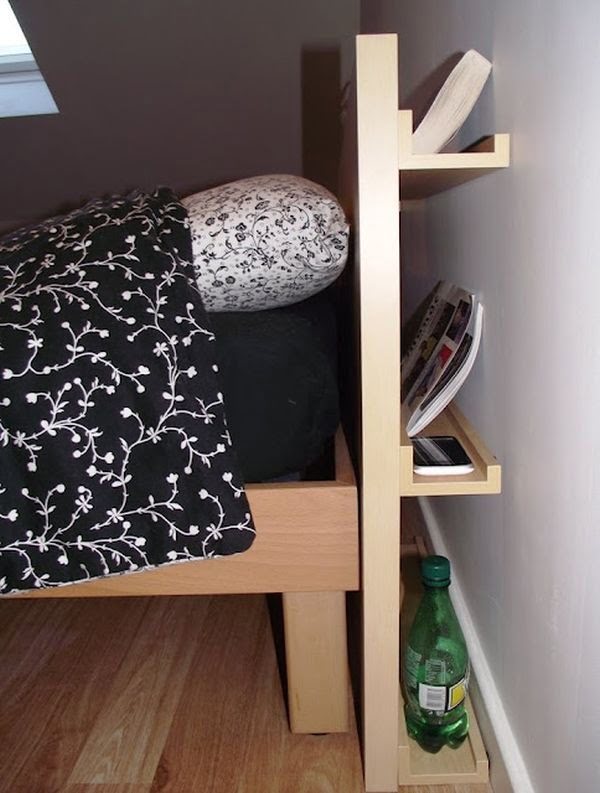 DIY headboard with clever storage spaces