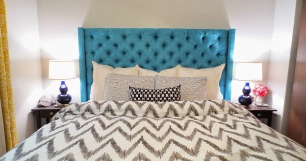 DIY Deep Diamond Tufted Headboard