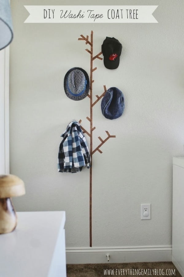 DIY Washi Tape Coat Tree… tape