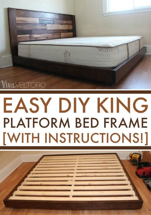 61 Diy Bed Frame Ideas On A Budget, How To Make A Queen Size Bed Frame Out Of Wood