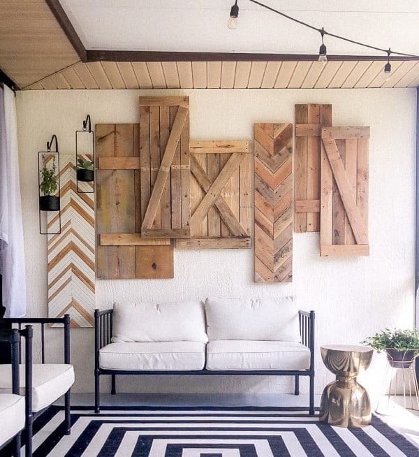 wall decor with wood shutters