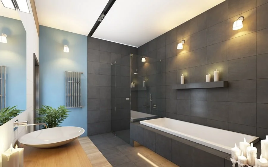 bathroom grey slate tile