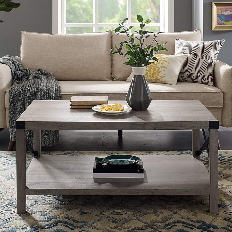 white rectangle coffee table with storage