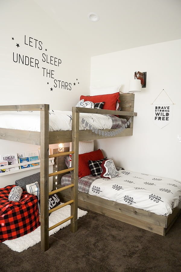 23 Easy Comfy Diy Bunk Beds You Can, Triple Corner Bunk Bed Plans Free