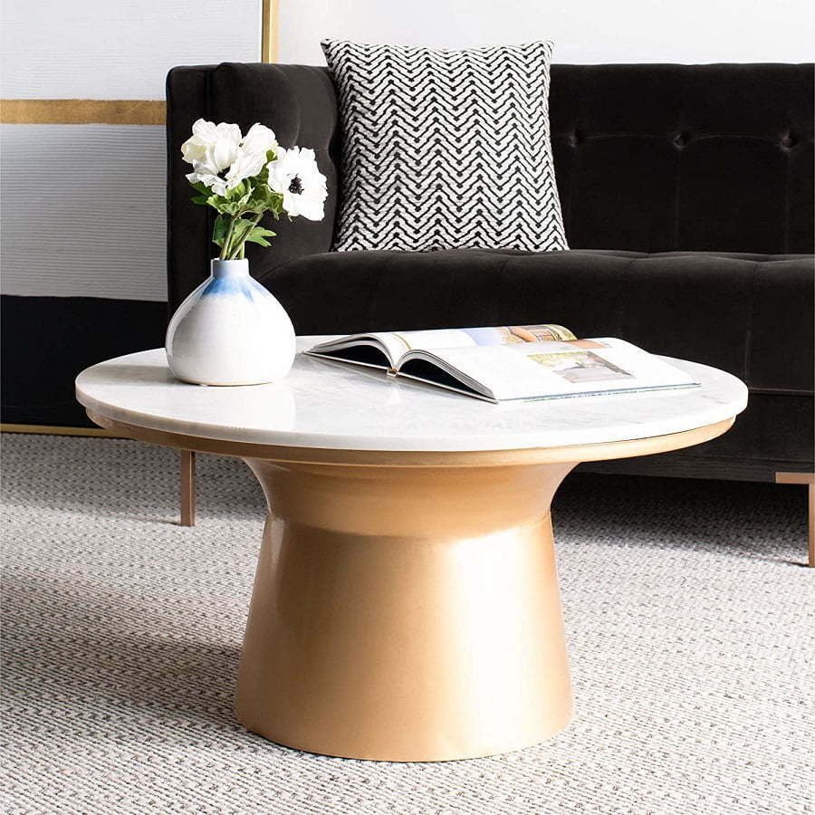 white marble pedestal coffee table