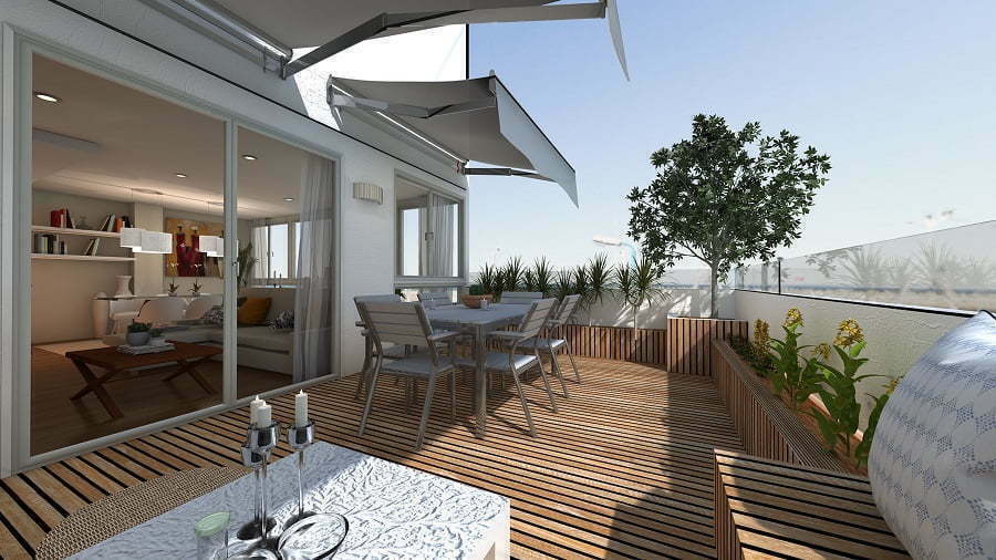 apartment patio with decking tiles