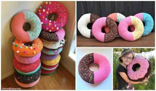 Crochet Giant Donut Pillow Free Crochet Pattern