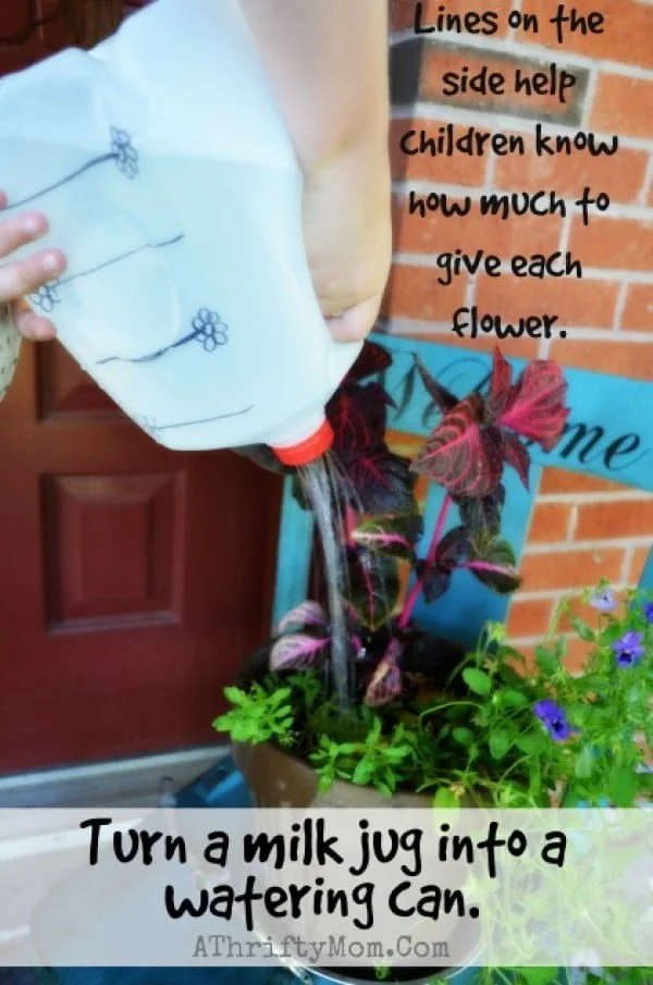 Turn a milk jug into a watering can #DIY #Upcycle #Garden
