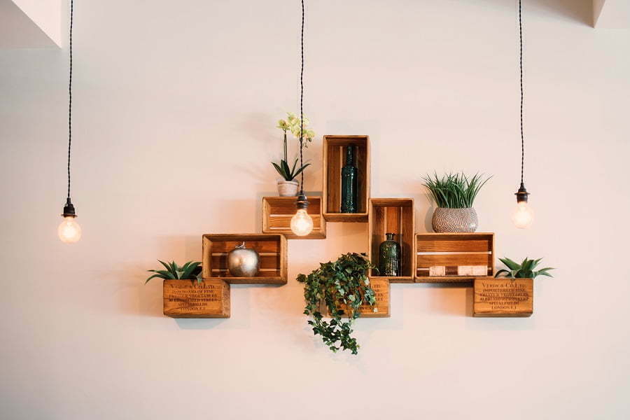 wooden crate shelves