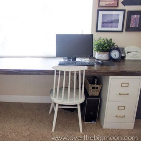 11 Easy Diy Filing Cabinet Desk Ideas, Best Desk With File Cabinet