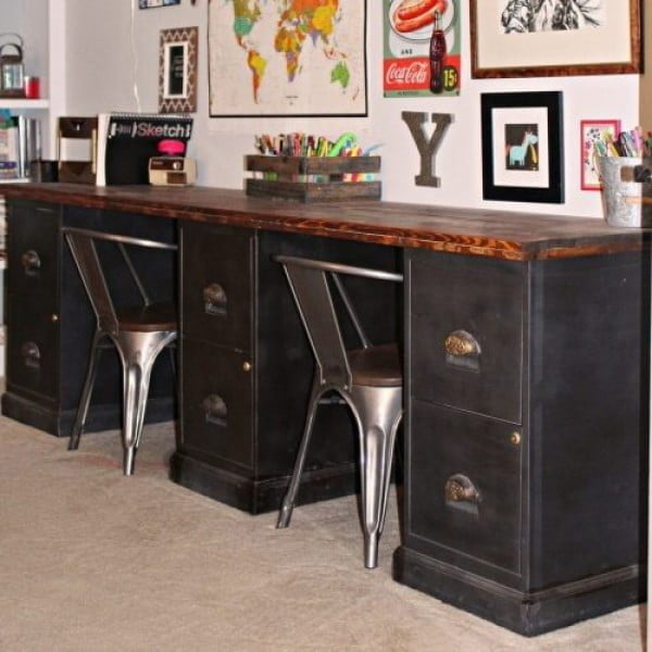 11 Easy Diy Filing Cabinet Desk Ideas, Desk Base Cabinet With File Drawer