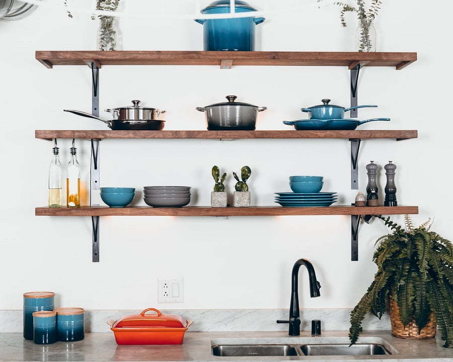 kitchen floating shelves storage