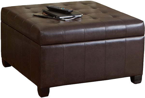 bonded leather square ottoman