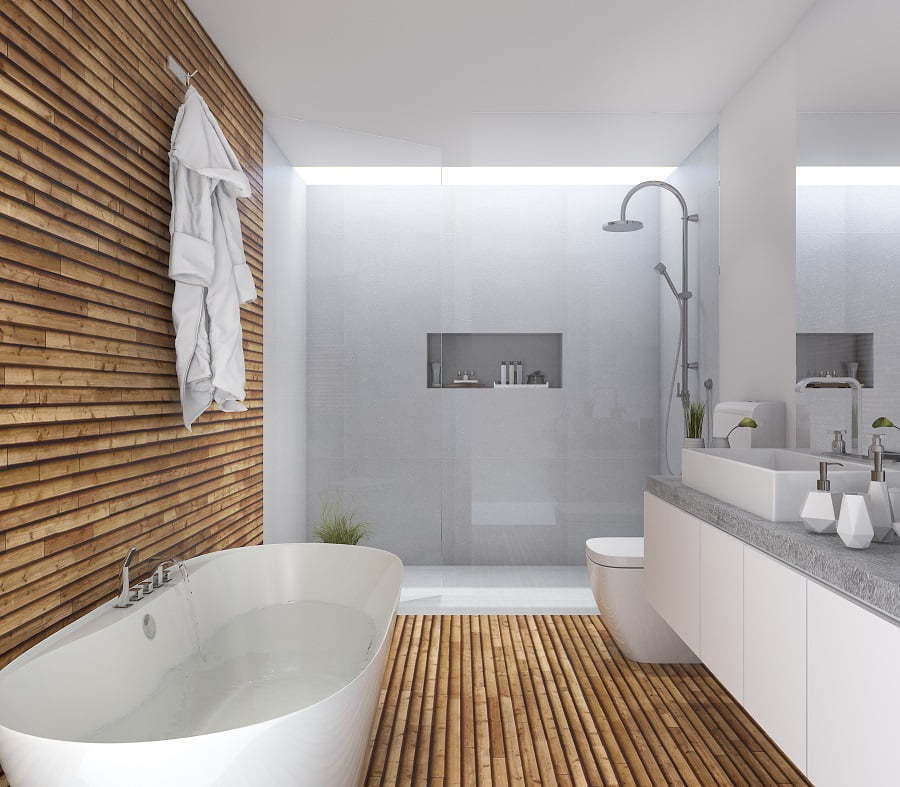 natural wood bathroom