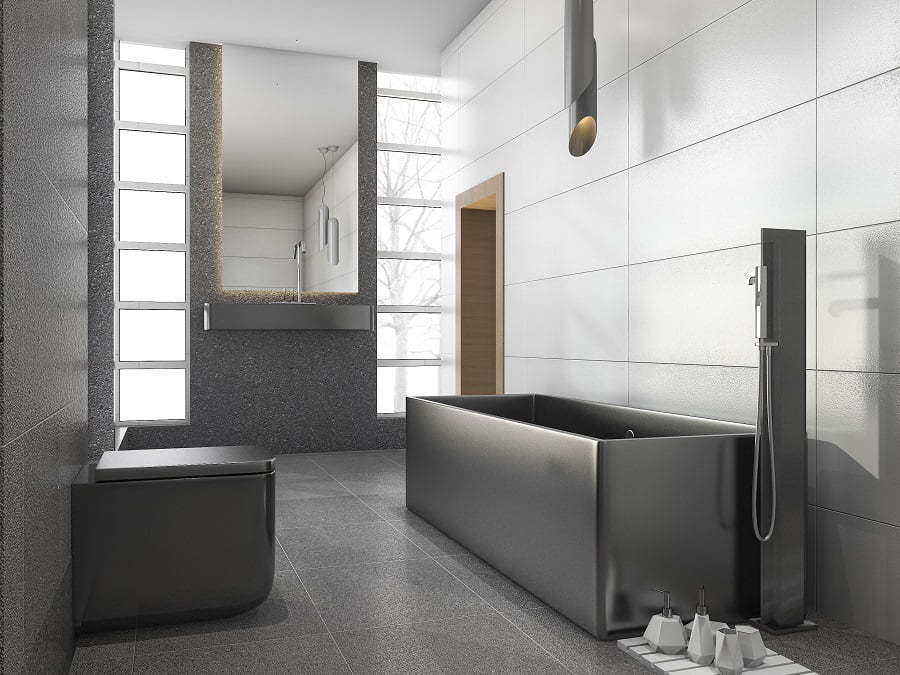 stainless steel bathroom