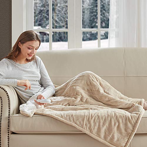 Degrees of Comfort Plush Sherpa Electric Heated Throw Blanket for Winter