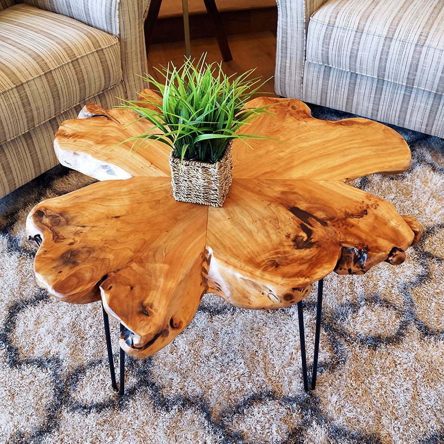 natural-edge wood coffee table