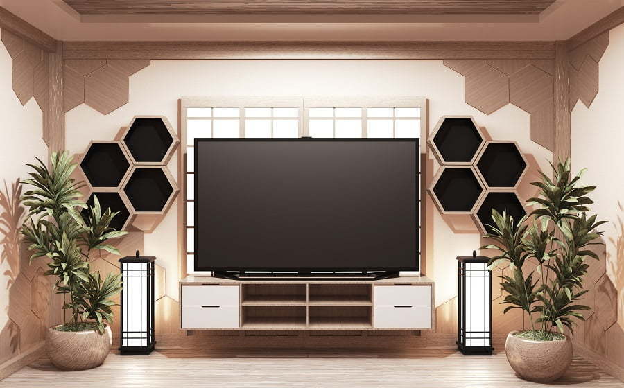 furniture around tv