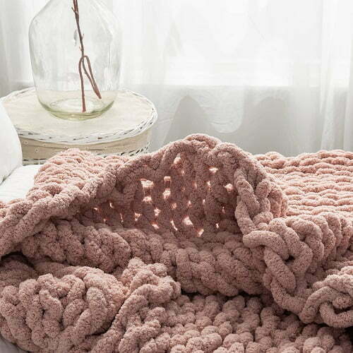 chenille yarn chunky knit blanket