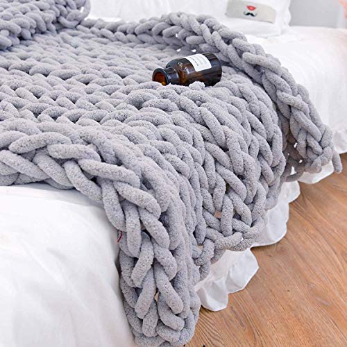 Clootess Chunky Knit Blanket Chenille Throw - Warm