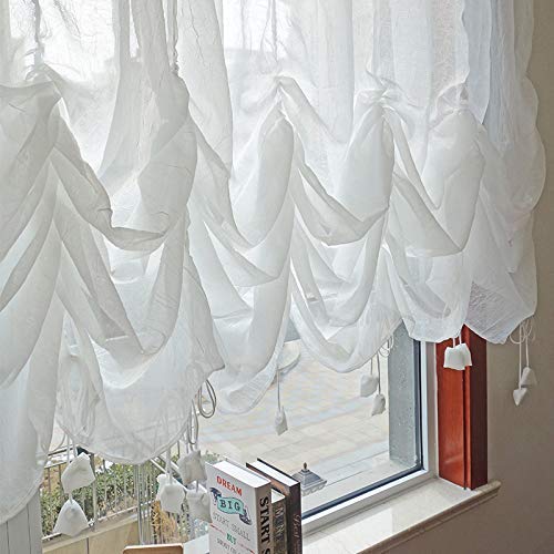 Fadfay Sheer Curtain 78"x59" Attached Valance