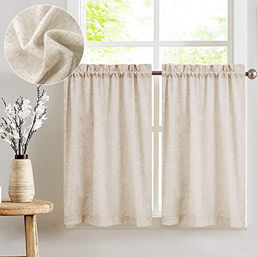 Jinchan Tier Curtains Linen Textured 24 Inches
