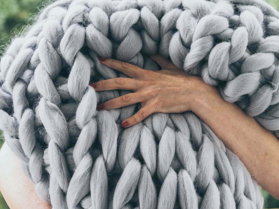 merino wool chunky knit blanket