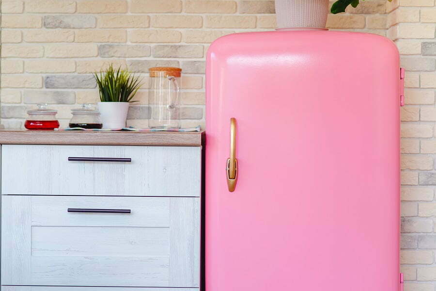 retro pink fridge