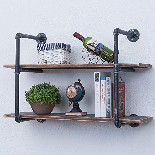 Industrial Pipe Shelves With Wood 2-tiers,rustic