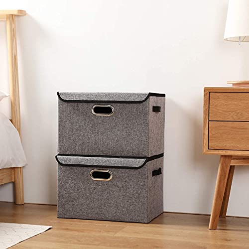 Large Foldable Storage Box Bin With Lids[2-pack]