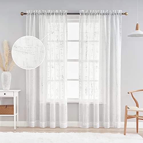 Aufenlly White Sheer Curtains 84 Inch Length 2
