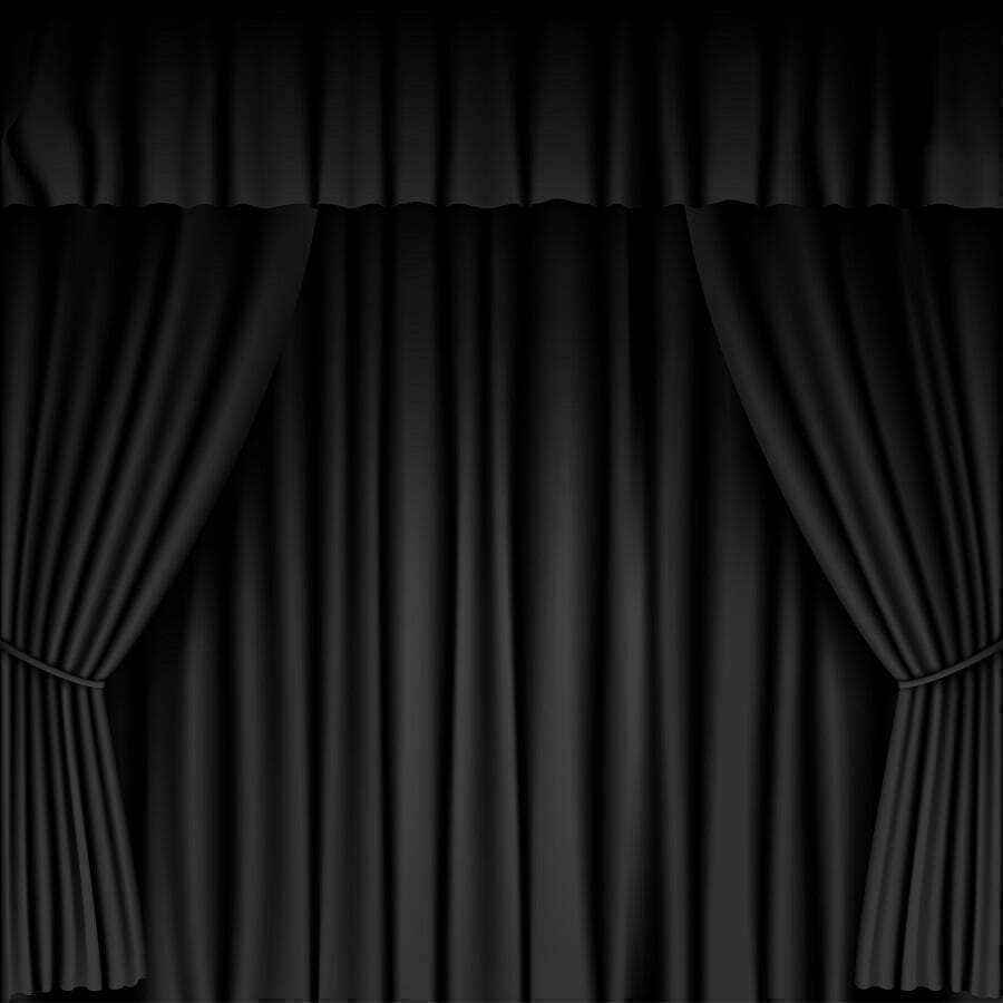 black heavy curtains