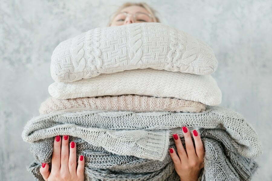 heavy stack of blankets