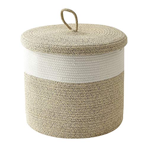 Tegance Woven Rope Basket With Lid - Cotton Rope