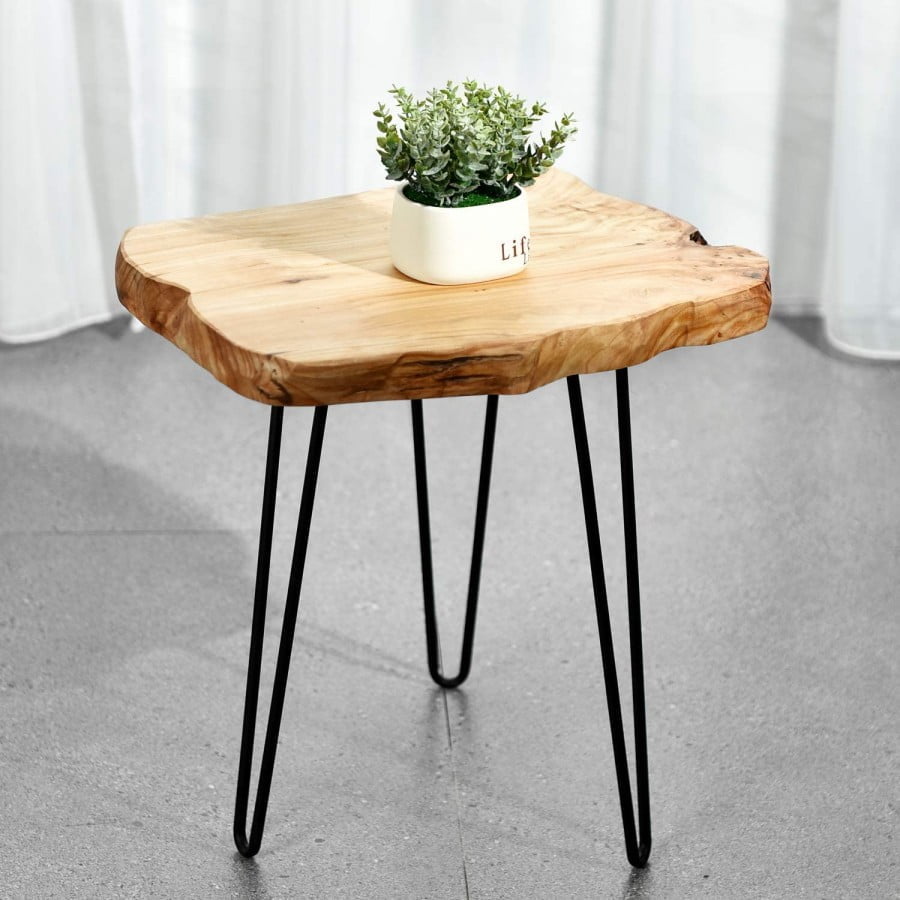 Welland Live Edge Side Table With Hairpin Legs,