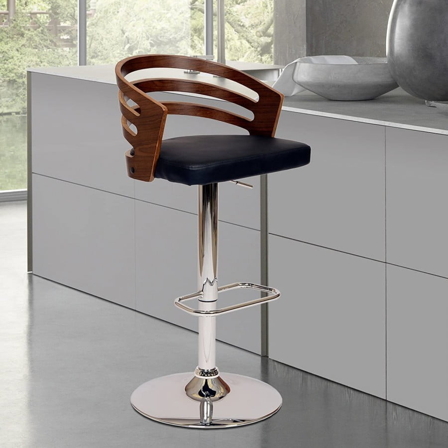 Armen Living Adele Swivel Barstool In Black Faux