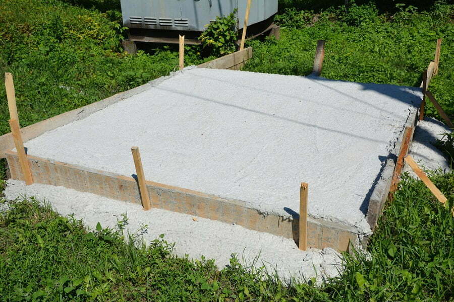 concrete slab foundation for a shed