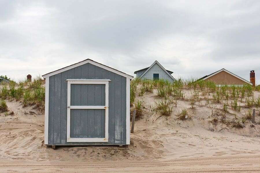 tiny shed on sand