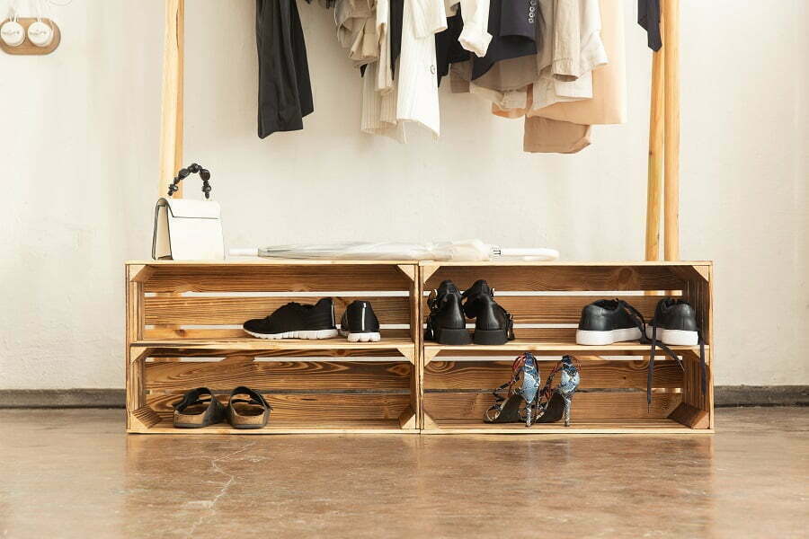 wood crate shoes rack