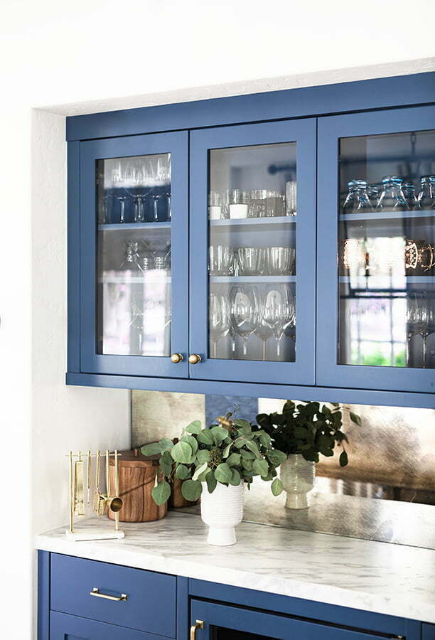 navy blue painted cabinet