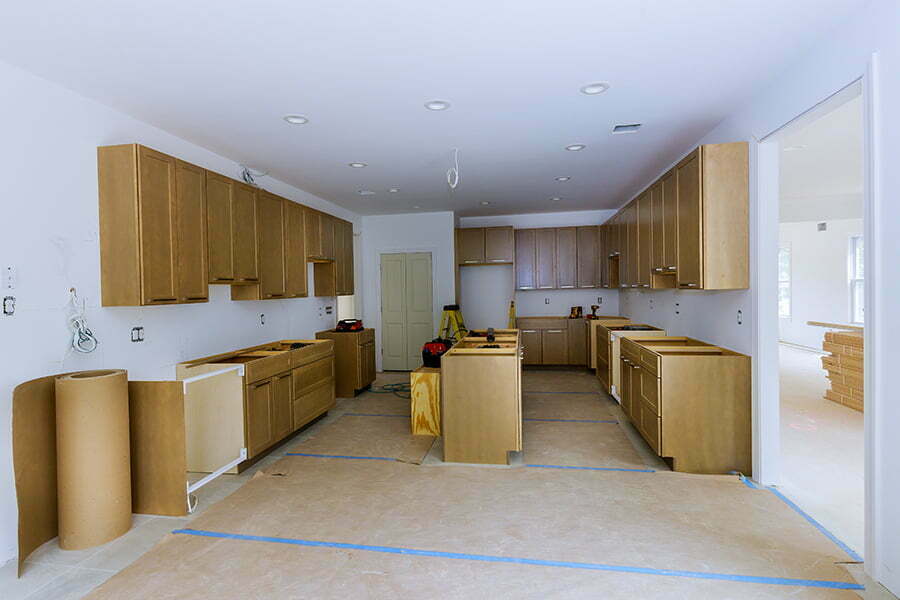 Stained kitchen cabinets
