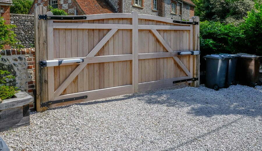 solid oak driveway gate