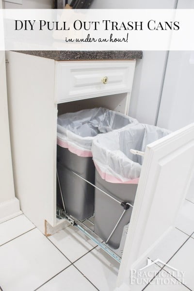 practicallyfunctional.com DIY cabinet trash can