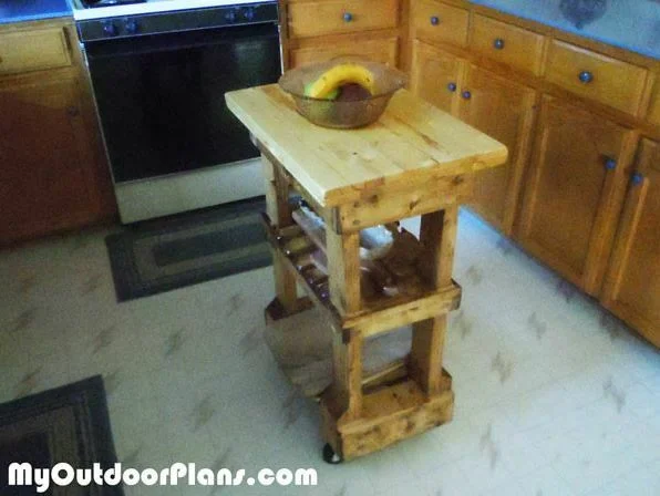 rustic small butchers block table cart