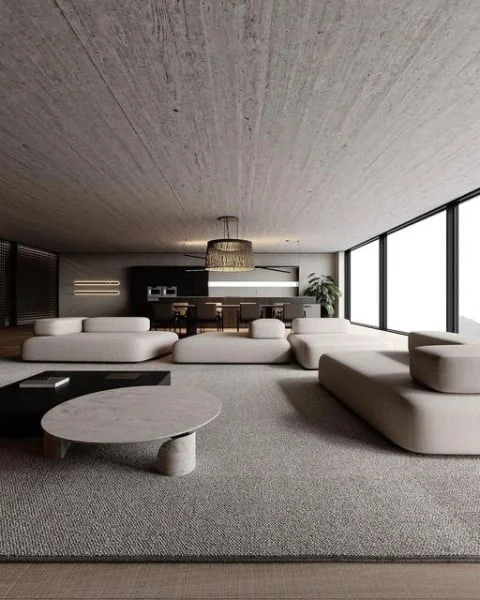 Neutral Color Marble Living Room modern living room idea