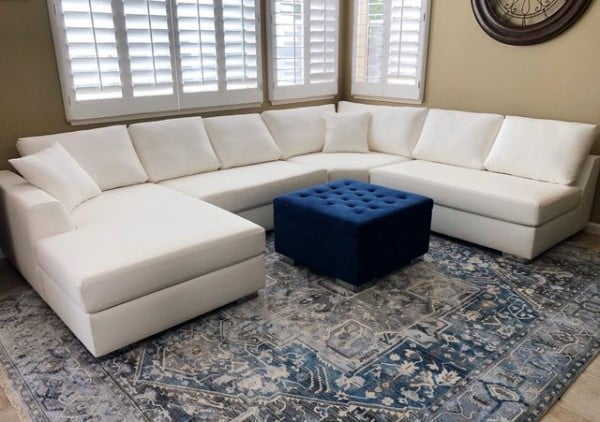 Velvet Ottoman and Sectional Set ottoman ideas for living room
